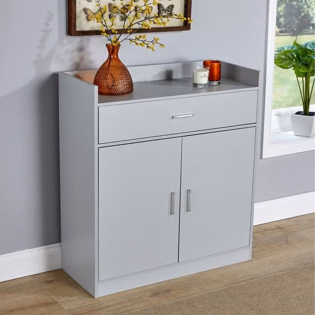 Home Source Novara 2 Door Shoe Storage Cabinet in Grey