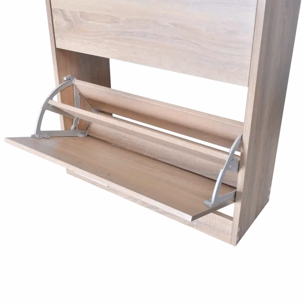 Berkfield Home Modern Brown Oak Look Wooden Shoe Cabinet with 2 Tilting Compartments – 2
