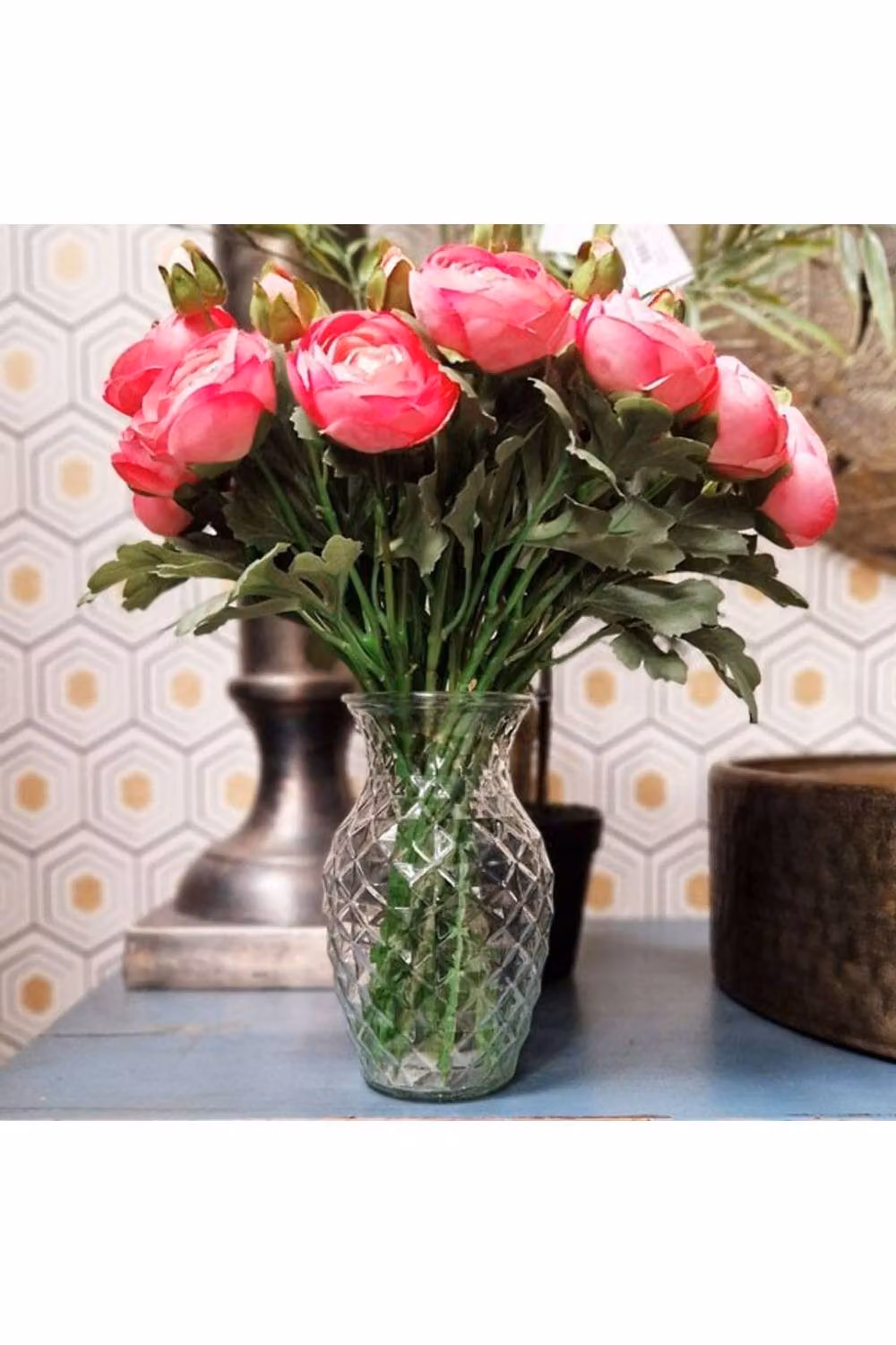KDMD Textured Sweetheart Glass Vase in Clear, 6 Pack, Height: 19 cm – 2