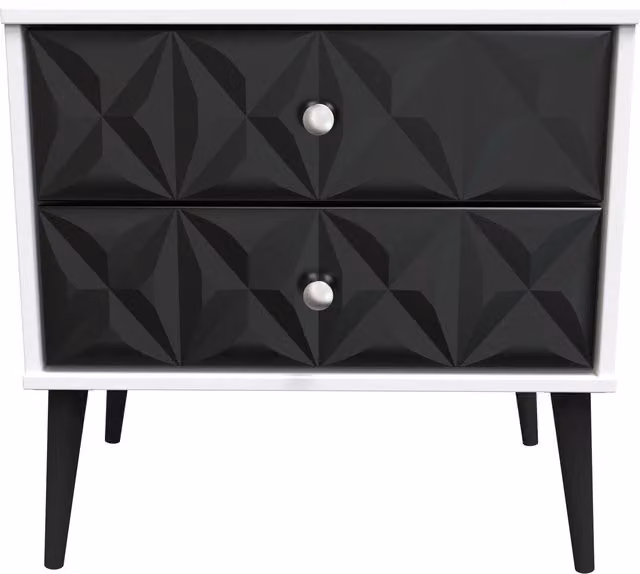 Ready Assembled 2 U Toledo 2 Drawer Side Table in True Black