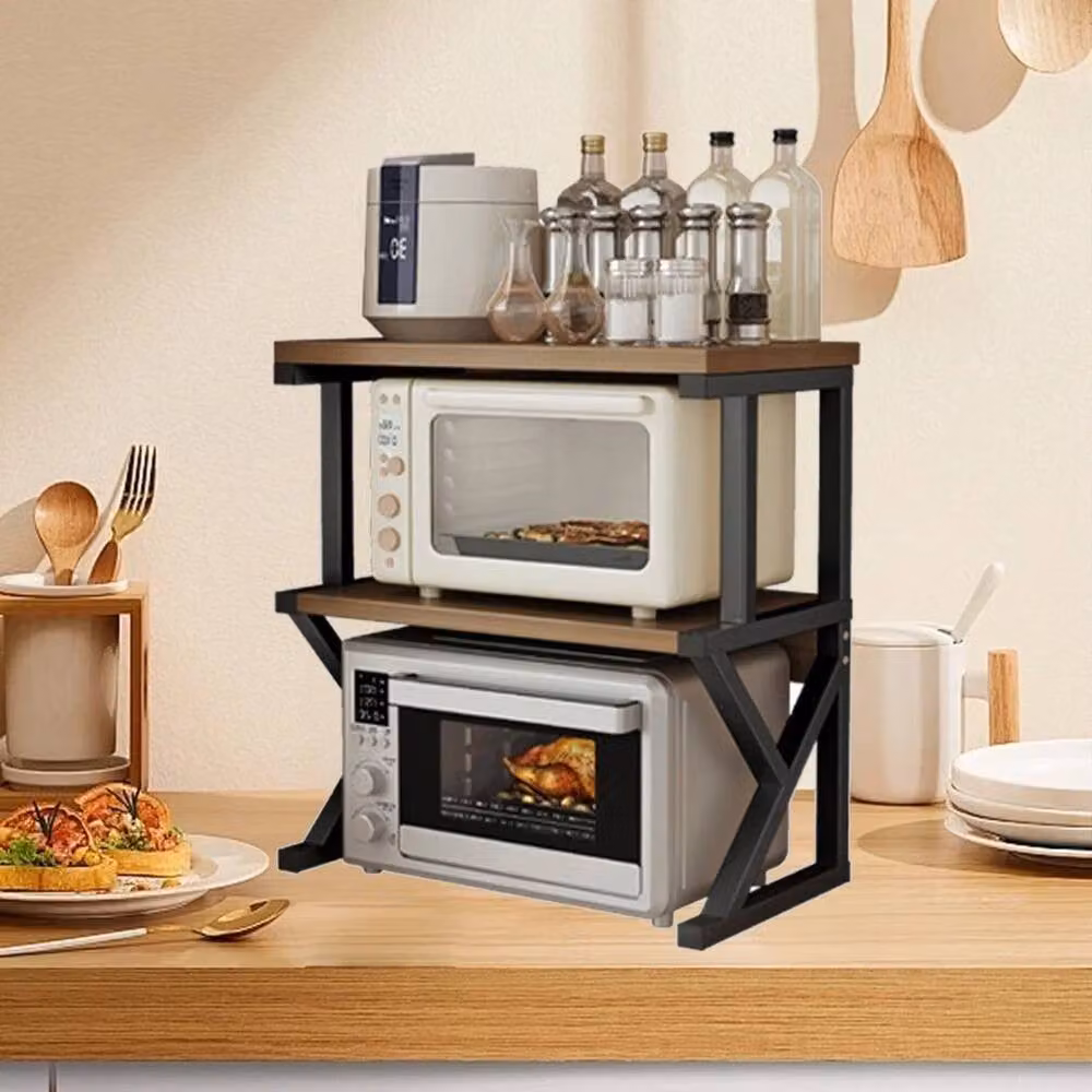 FORGEVIO 3 Tier Expandable Microwave Oven Rack Stand in Black – 3