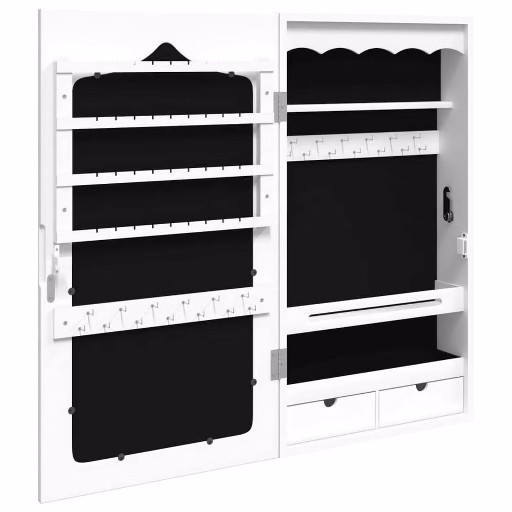 Berkfield Home Wall Mounted Mirror Jewellery Cabinet in White, W/D/H: 37.5 x 10 x 67 cm – 3