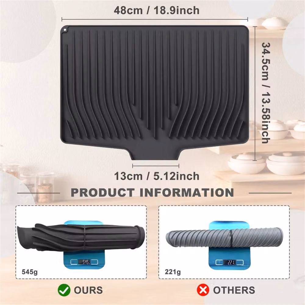 EONLION Black Folding Washable Silicone Kitchen Drainer Tray, Width: 100 cm – 2