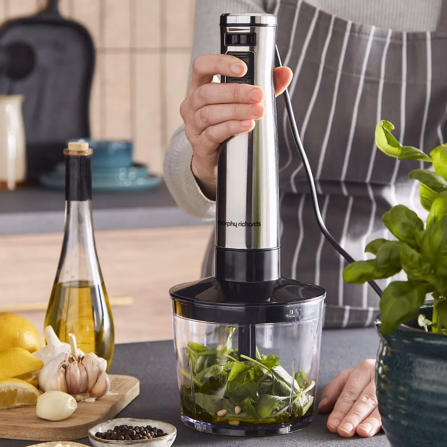 Morphy Richards Electric Hand Blender Set with Masher in Silver and Stainless Steel – 7