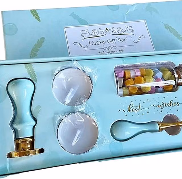 Syntego Snowflake Stamp Green Wax Kit with Brass and Wood Elements
