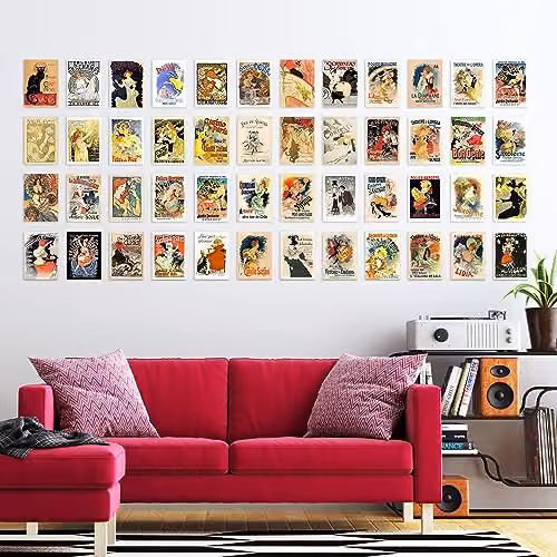 Artery8 50 Piece Old French Advertising Aesthetic Collage Kit Multicolour Paper Wall Art Prints, W: 15 cm, H: 10 cm – 2