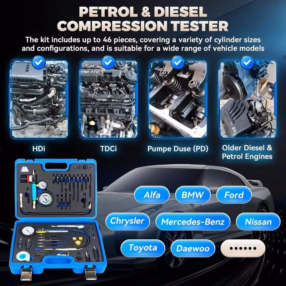 SPETLEK 46-Piece Engine Compression and Cylinder Leak Down Test Kit in Blue – 4
