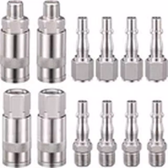 EONLION 12-Piece 1/4 Inch Euro Air Hose Quick Release Connectors in Silver