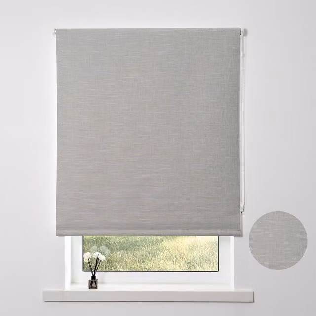 Divante Blackout Textured Textile Blind in Grey, Width: 120 cm