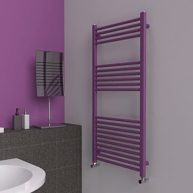 Lux Heat Coloured Towel Radiator in Purple, W: 60 cm, H: 120 cm