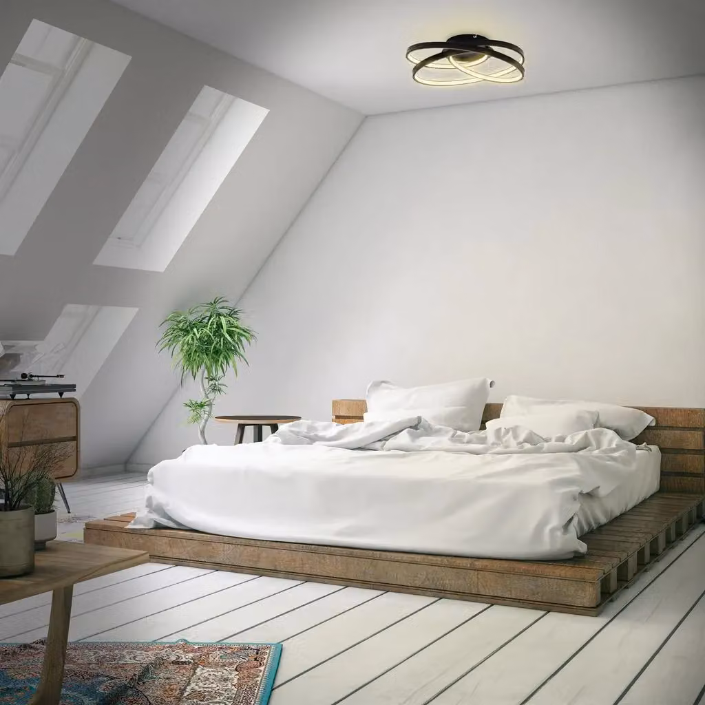 B.K.Licht Modern Black LED Ring Ceiling Light with Warm White Illumination – 4