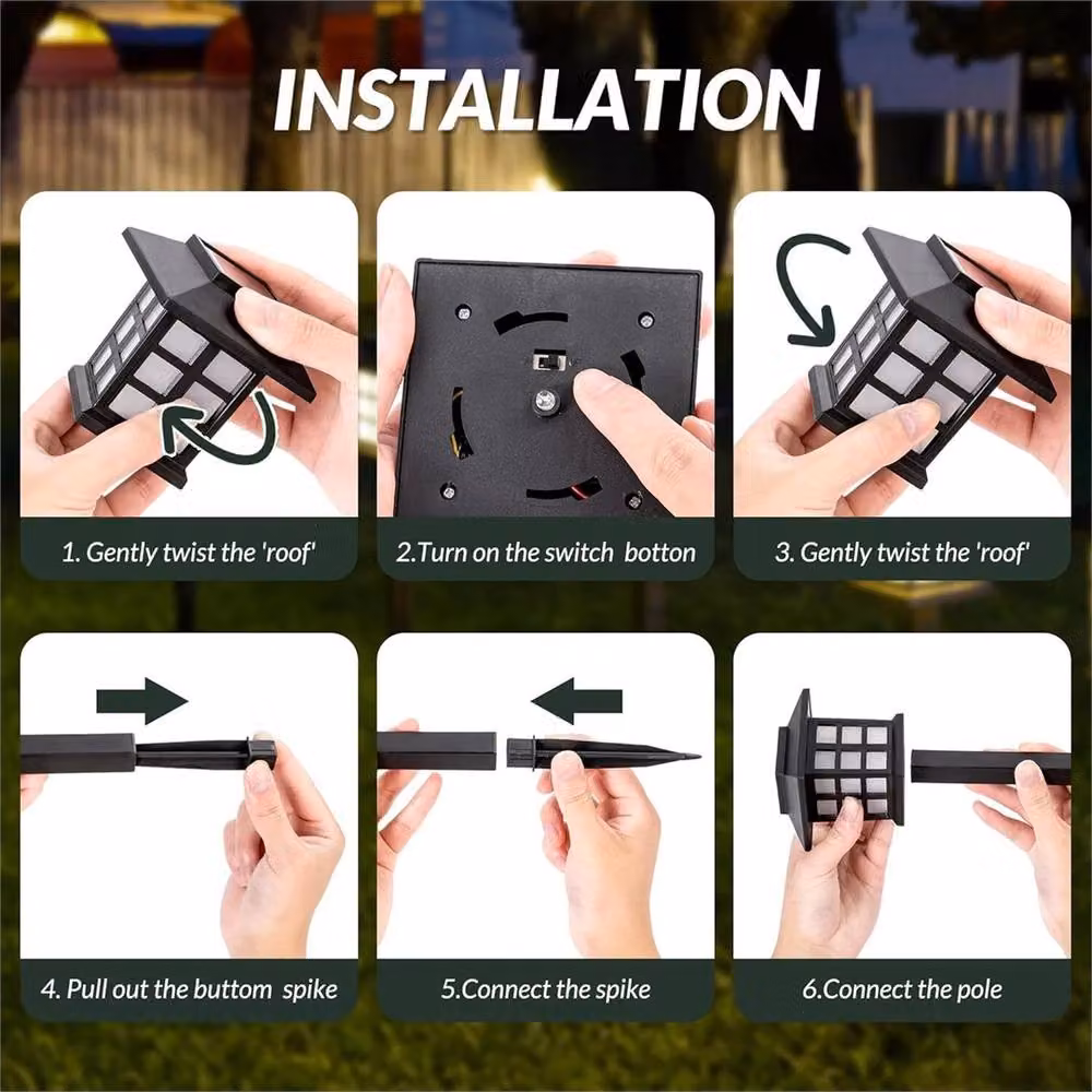 Kelvenix 12-Piece Solar LED Garden Pathway Lights, Black and White Outdoor Stake Lighting with Dusk Sensor and IP65 Waterproof Rating – 5
