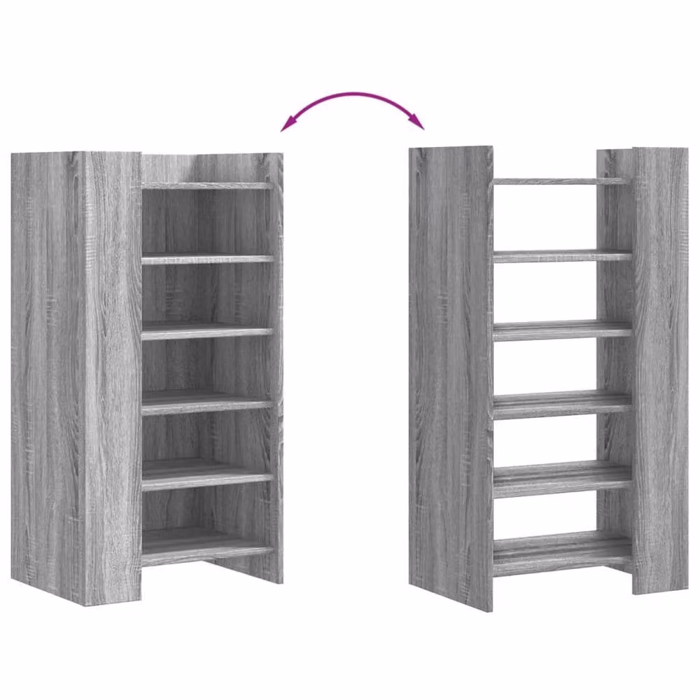 Berkfield Home Modern Grey Shoe Cabinet with Internal Shelves, W: 52 cm, D: 37.5 cm, H: 100 cm – 4