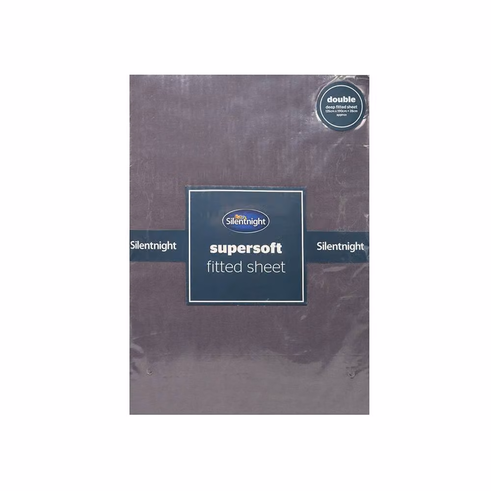 Silentnight Supersoft Fitted Sheet Double, White or Grey, W: 140 cm, D: 200 cm – 3