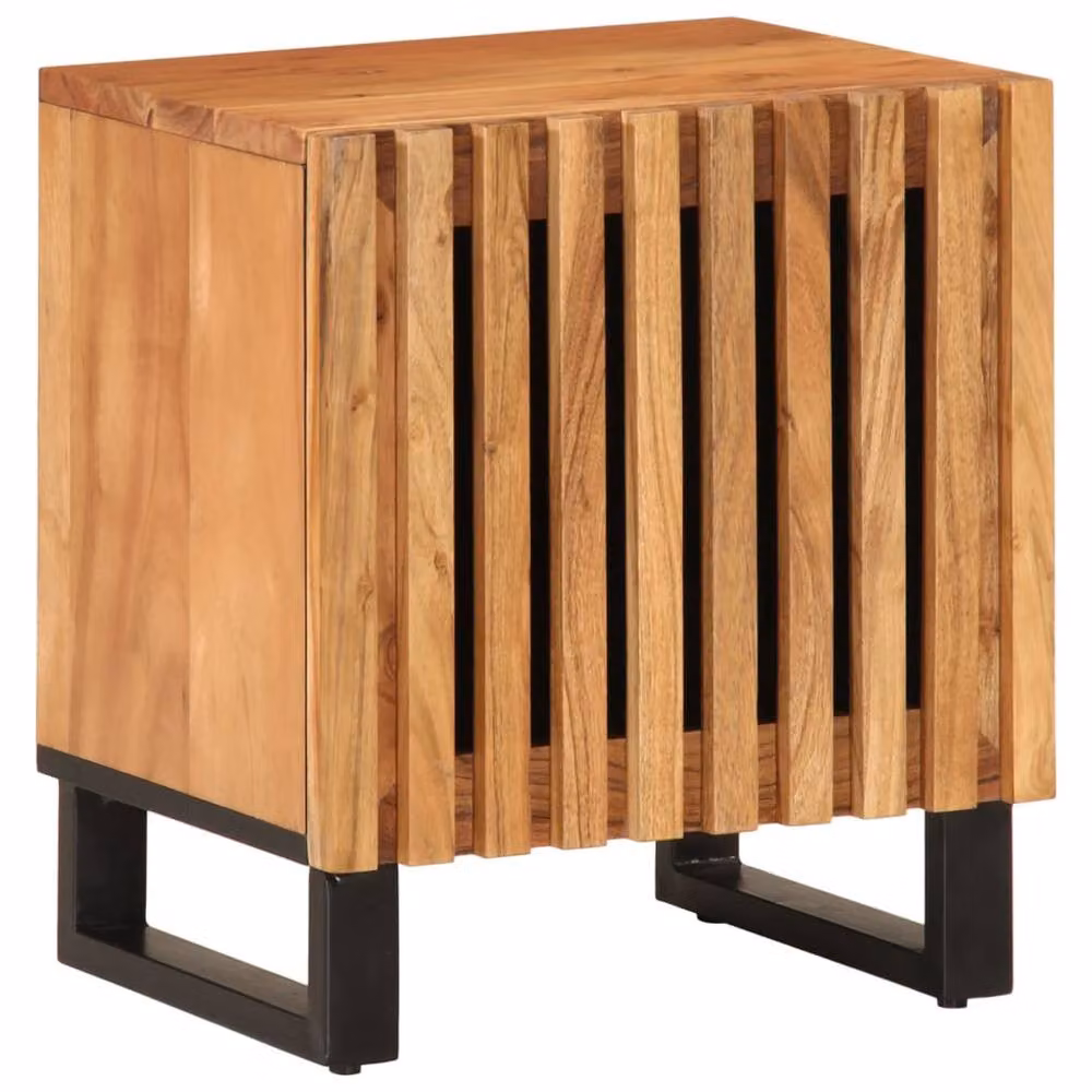 Berkfield Home Set of 2 Decorative Acacia Wood Bedside Cabinets in Brown, W/D/H: 40 x 34 x 46 cm – 2