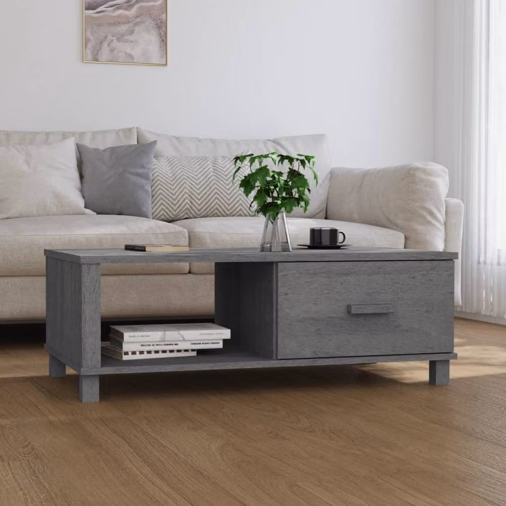 Berkfield Home HAMAR Coffee Table, Dark Grey, Solid Pine Wood, W/D/H: 100 x 55 x 35 cm – 2