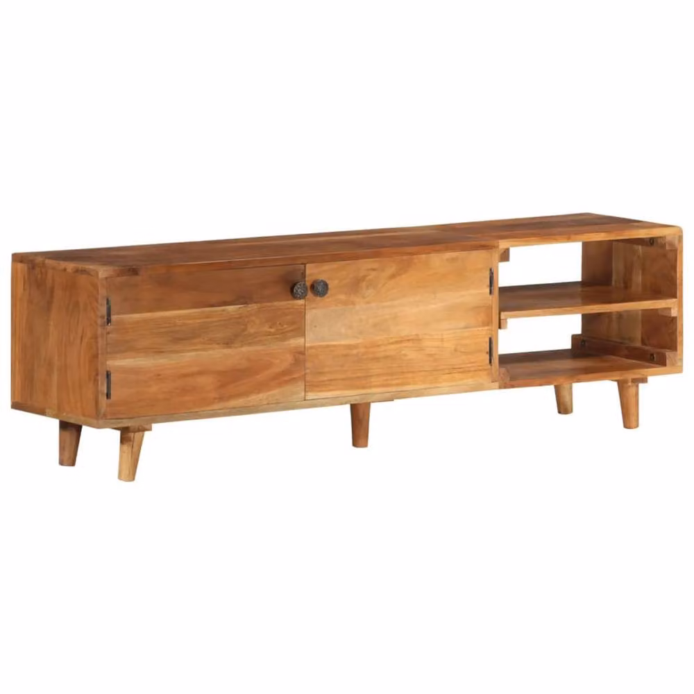 Berkfield Home Mid Century Solid Acacia Wood TV Cabinet in Brown, W/D/H: 140 x 40 x 40 cm – 2