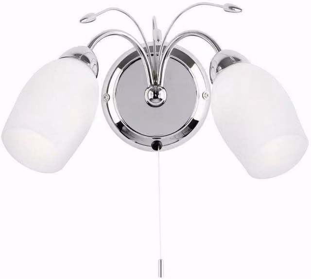 Netlighting Meadow 2 Light Indoor Wall Light in Chrome and Grey with White Glass E14