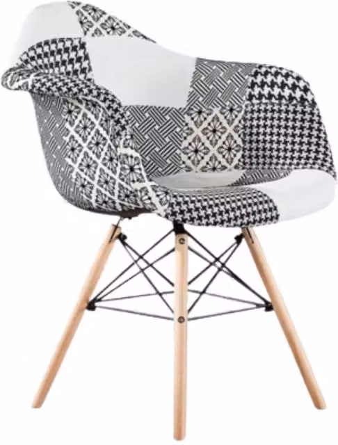 Life Interiors Mid-Century Abstract Patchwork Dining Chair in Black, White and Multicolour – 2