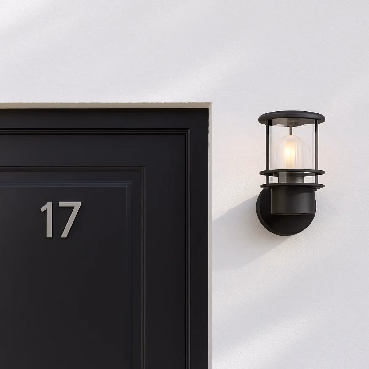 CGC Lighting Kofi Black Outdoor Wall Lantern with Transparent Glass Diffuser – 4