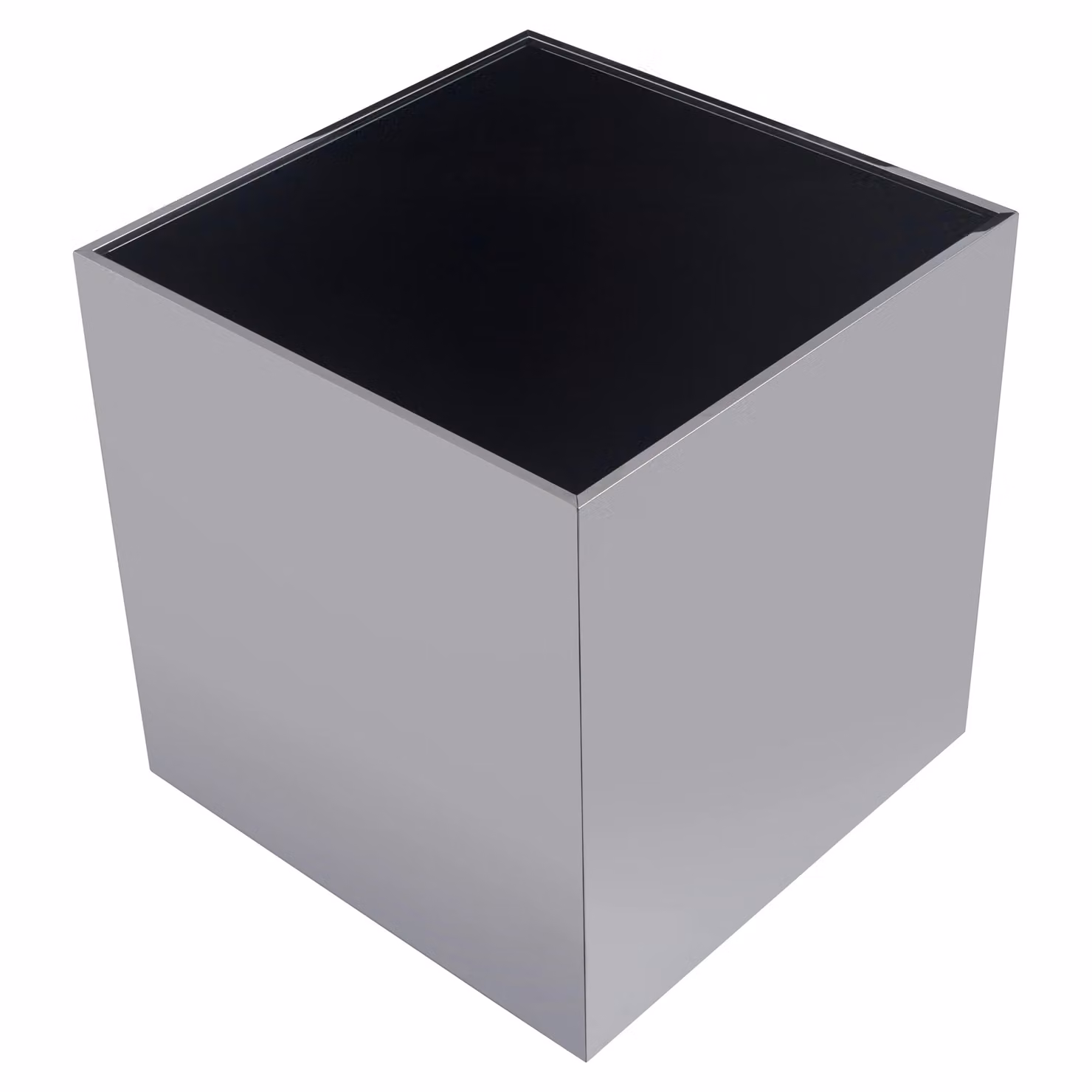 Orsina Modern Square Glass and Metal Side Table in Silver and Black, W/D/H: 45 x 45 x 45 cm – 2