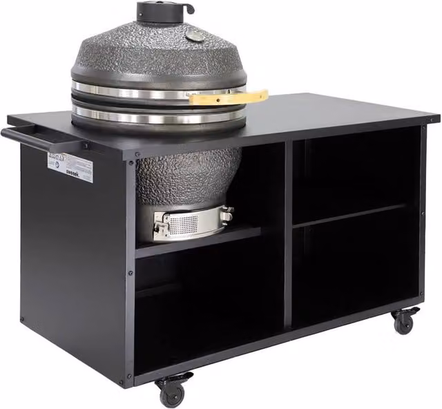 sweeek Black Kamado Charcoal Barbecue and Smoker with Side Table, Cover, Thermometer and Wheels – 1
