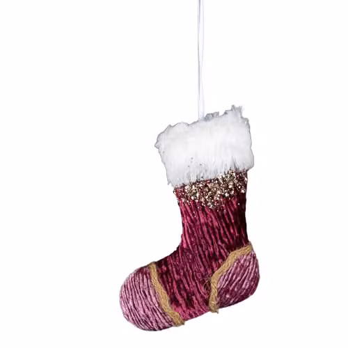 Shatchi Pink, Red and White Striped Christmas Stocking Hanging Pendant, 15 cm