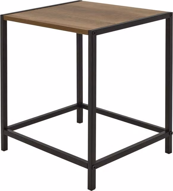 URBNLIVING Industrial Wood and Metal Side Table in Brown, W/D/H: 32.5 x 32.5 x 37.5 cm