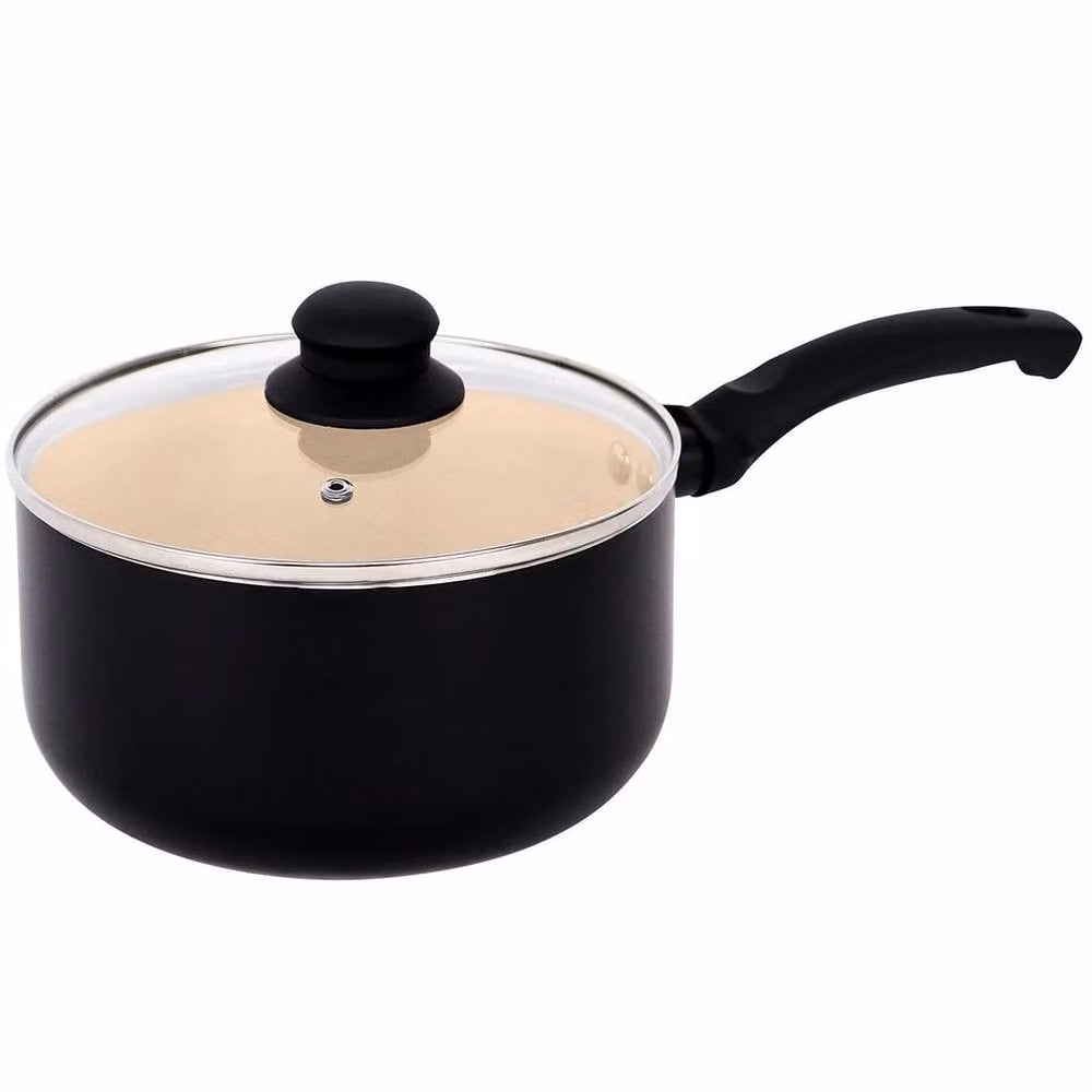 EONLION 8 Piece Black Marble Non Stick Induction Frying Pan and Saucepan Set