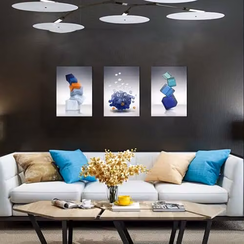Simpa Modern Geometric Abstract Canvas Wall Art, Multicolour Graphic Design – 4