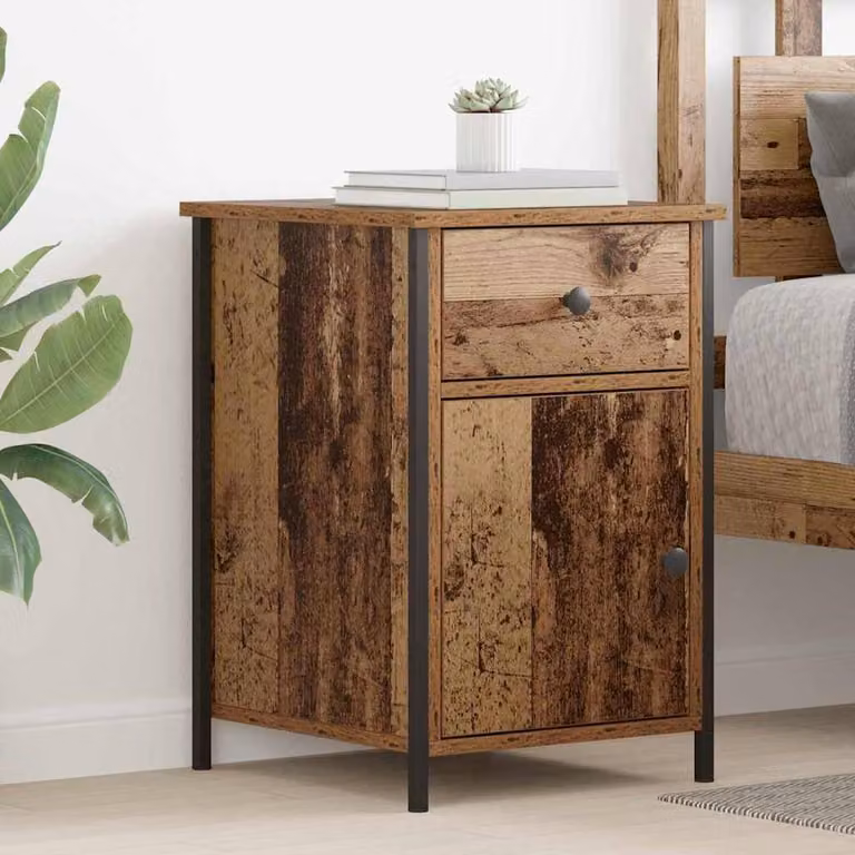 Berkfield Home Bedside Cabinet in Brown Old Wood, W/D/H: 40 x 42 x 60 cm