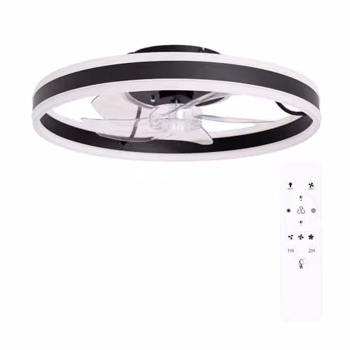 ValueLights Infinity Black Wave Integrated LED Ceiling Fan with Remote Control, 50 cm – 1