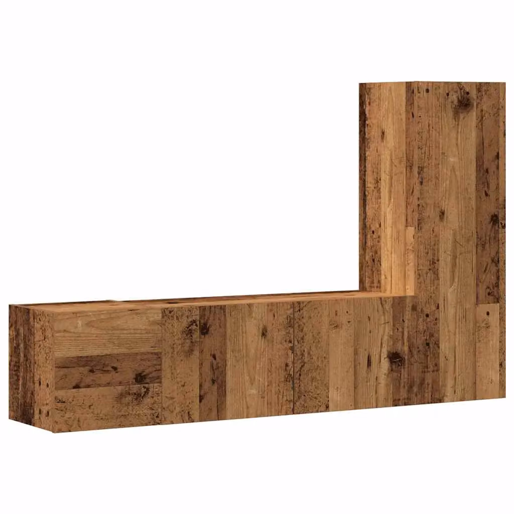 Berkfield Home 3-Piece Wall Mounted TV Cabinet Set in Brown Old Wood Engineered Wood – 2