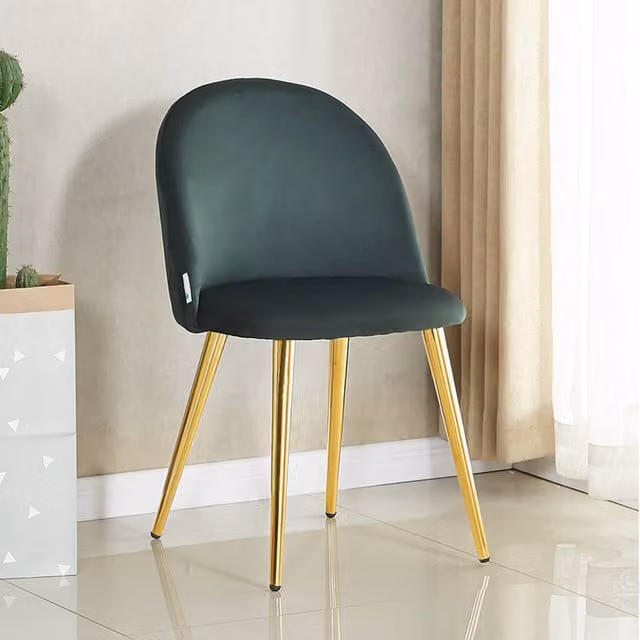 Life Interiors Lucia Set of 4 Velvet Dining Chairs in Green and Gold
