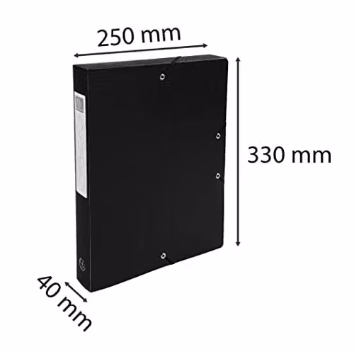 Exacompta Black Plastic A4 Filing Box with 4cm Spine for Archive Storage – 3