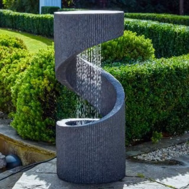 Tranquility Twisting Showers Contemporary Solar Water Column in Grey