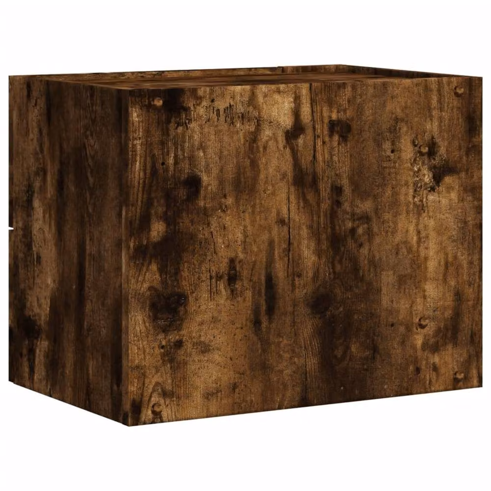 Berkfield Home Wall-mounted Bedside Cabinet in Smoked Oak Brown, W: 45 cm, D: 30 cm, H: 35 cm – 4