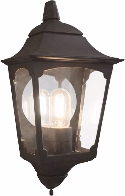 Loops Black Outdoor IP44 Half Lantern Wall Light with E27 LED Bulb Compatibility – 1