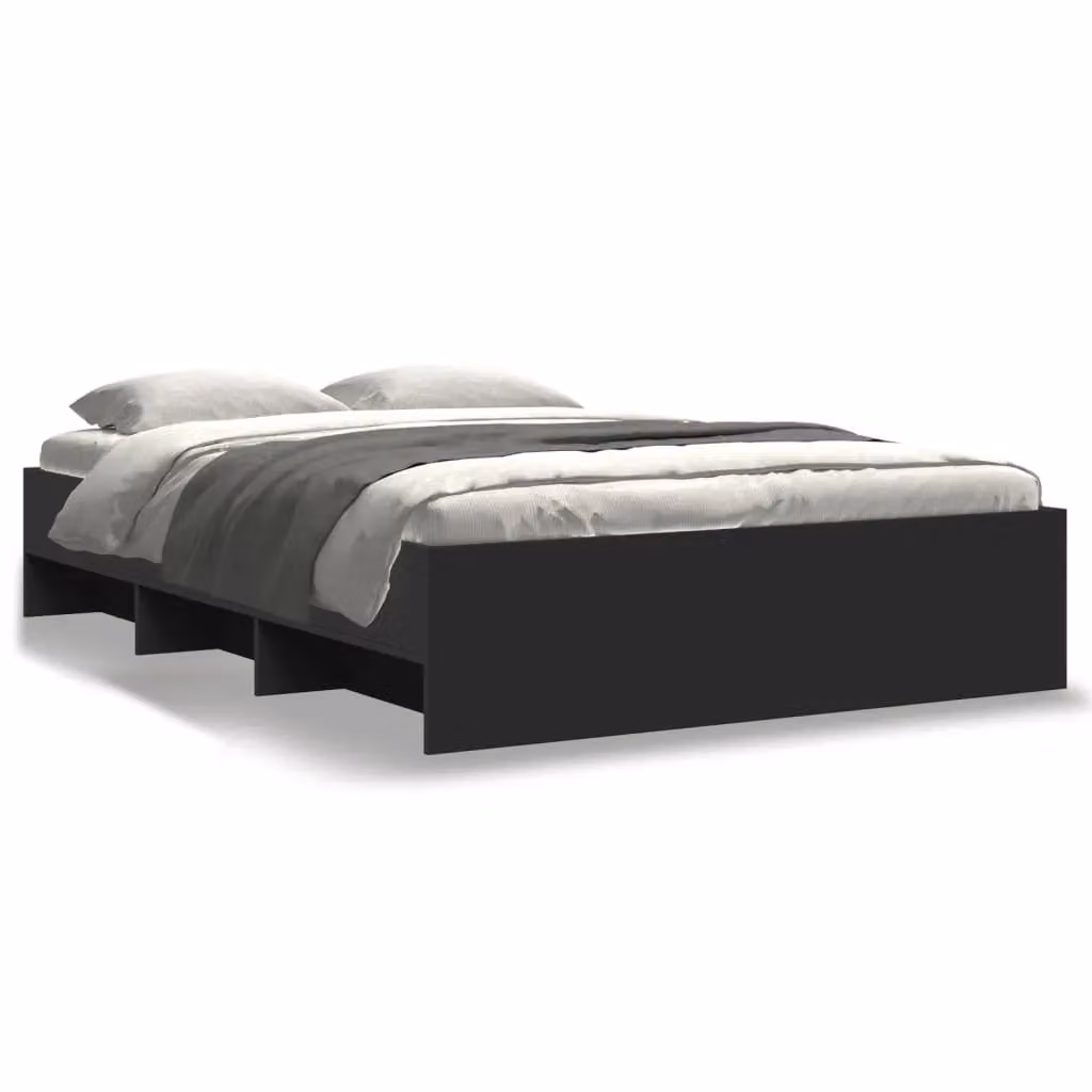 Berkfield Home Small Double Bed Frame in Black, Engineered Wood, W/D/H: 120 x 190 cm – 2