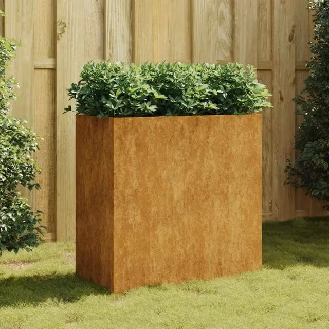 Berkfield Home Brown Corten Steel Planter Tub, W/D/H: 40 x 80 x 80 cm – 1