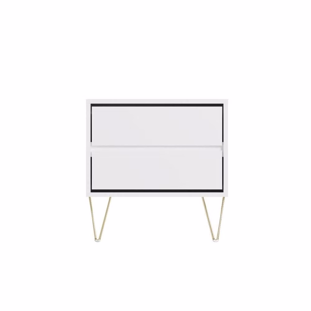 Timber Art Design Monaco 2 Drawer Bedside Table in White and Gold – 2