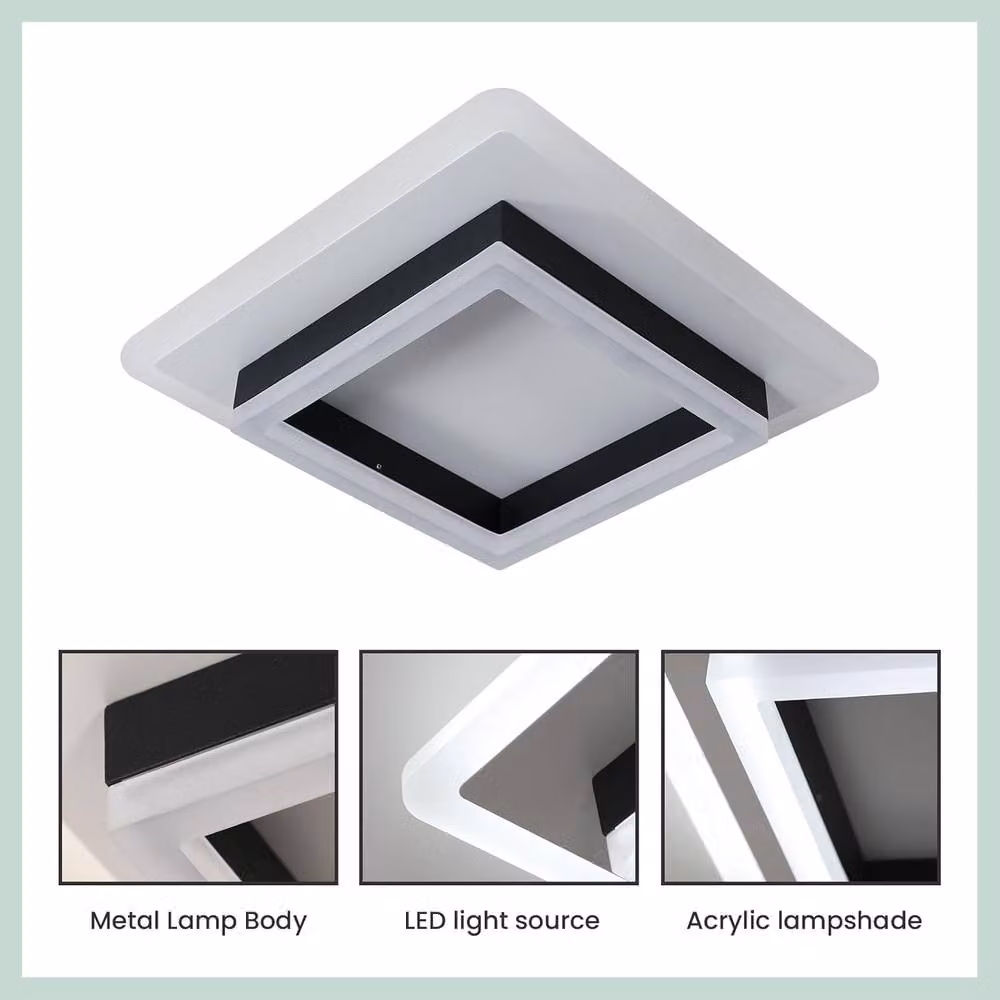 Goeco Modern Square LED Ceiling Light, 30W, 6500K Cool White, White, W: 30 cm – 3