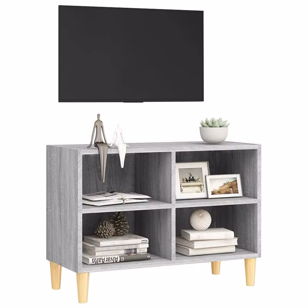 Berkfield Home TV Cabinet in Grey Sonoma with Solid Wood Legs, W: 69.5 cm, D: 30 cm, H: 50 cm – 3