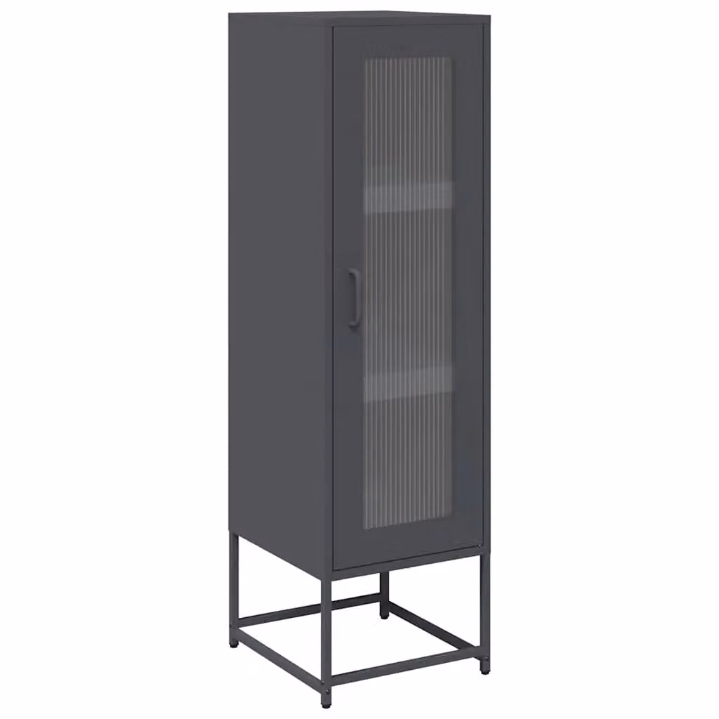 Berkfield Home Anthracite Highboard with Glass Doors in Black, W/D/H: 36 x 39 x 123 cm – 2