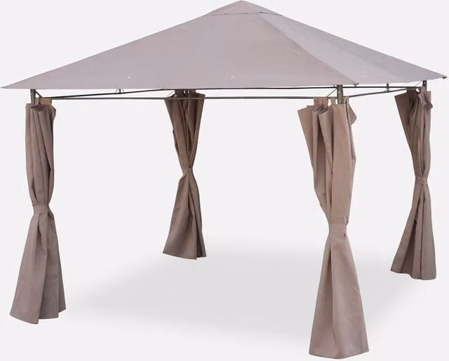 sweeek Heavy Duty Gable Gazebo with Curtains in Medium Beige, W/D/H: 300 x 300 x 262 cm