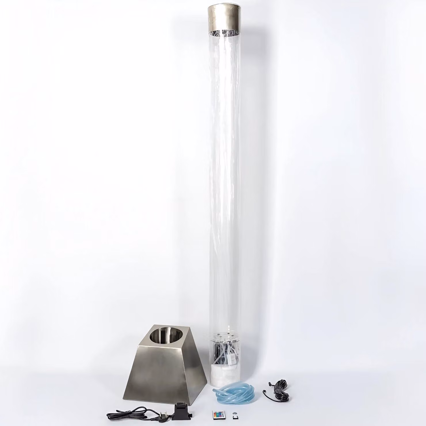 Primrose Bubble Tube Water Feature with Colour Changing LEDs in Metallic Silver, Height: 83 cm – 4