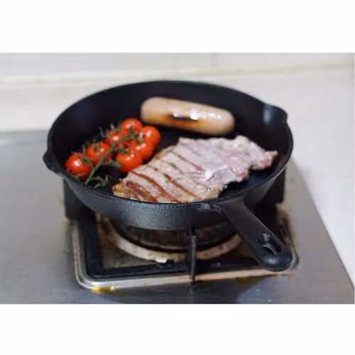 Gr8 Home Non Stick Cast Iron Round Frying Skillet Pan with Pouring Spout, Black – 2