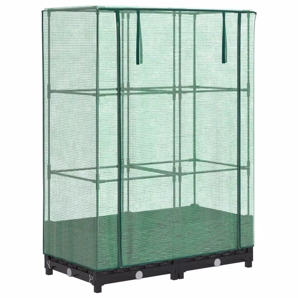 Berkfield Home Raised Bed with Greenhouse Cover in Black Rattan Look W/D/H: 80 x 40 x 123 cm – 2
