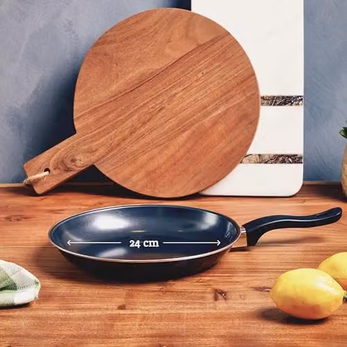 Premier Housewares Non-Stick Carbon Steel Frying Pan, Black, 24 cm