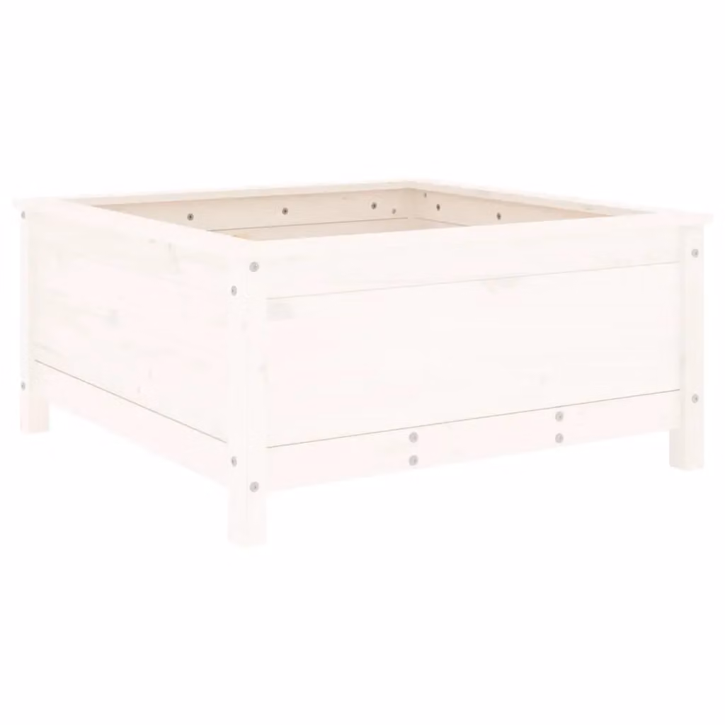 Berkfield Home White Solid Pine Garden Planter Tub W/D/H: 82.5 x 82.5 x 39 cm – 2